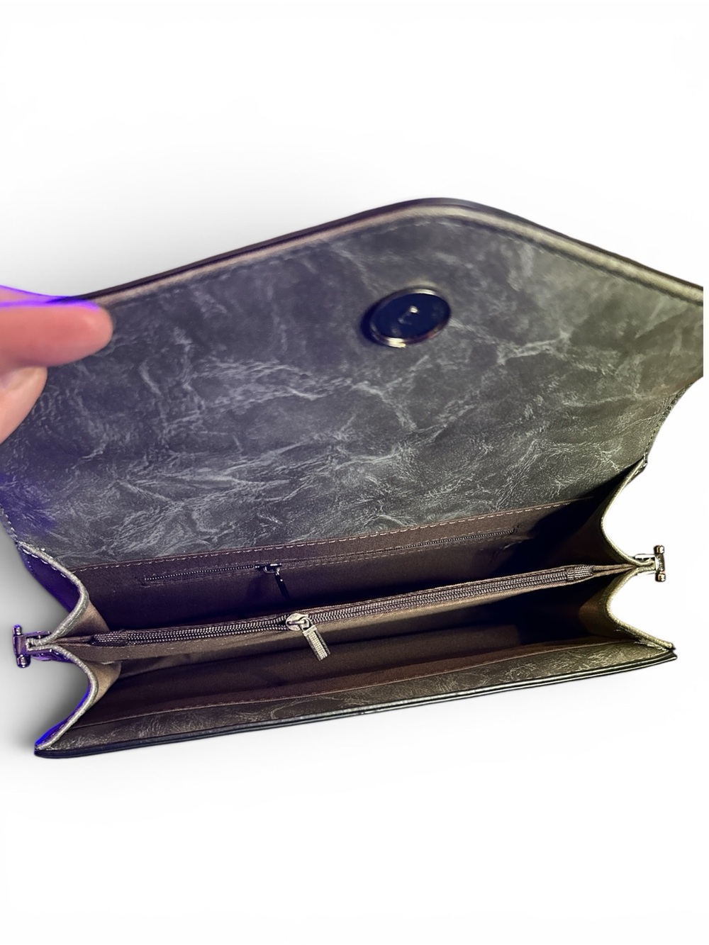 Gray Faux leather FASHION Wallet Clutch OR Crossbody - Picture 8 of 9